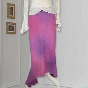 Ombre Pink and Purple Maxi Mermaid Skirt Fairy Y2K Whimsical Festival Summer
